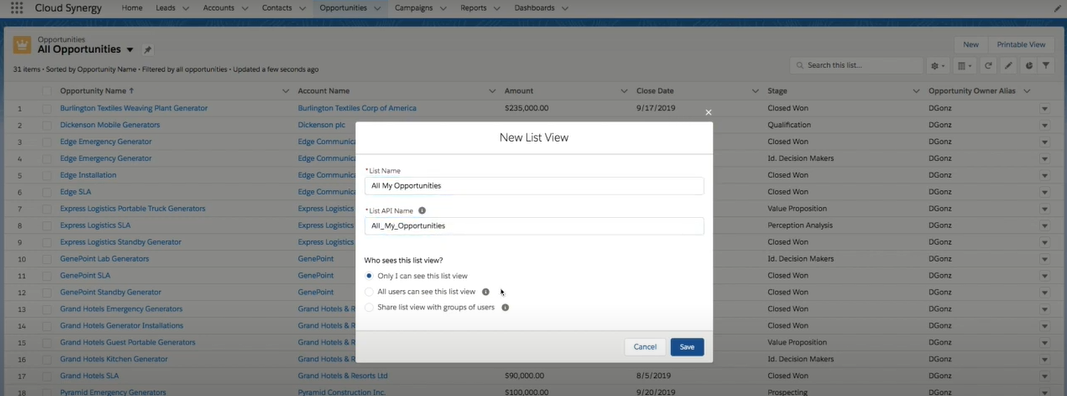 How to Create List Views - New List View Screen